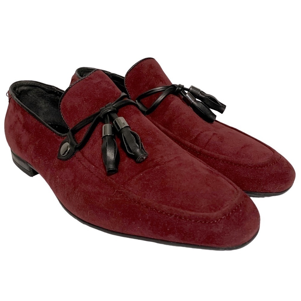 ASOS men’s burgundy tasseled faux suede loafers size 8
